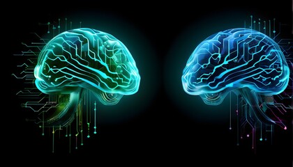 abstract brain split into two halves, one side athletic motion, the other side neural network