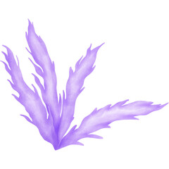 Watercolor coral reef flora and seaweed under the sea