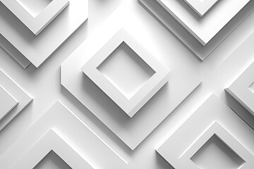 Abstract white geometric shapes overlap. Ideal for minimalist designs, backgrounds, or presentations.