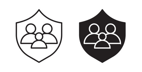 Family insurance icons in flat and line style set.