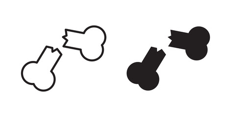 Fracture icons in flat and line style set.