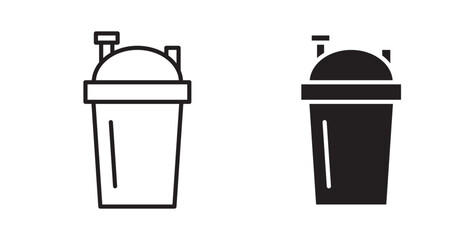 Protein shake icons in flat and line style set.