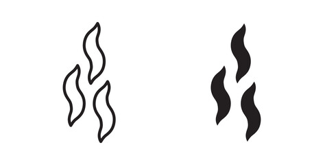 Smoke steam silhouette icons in flat and line style set.