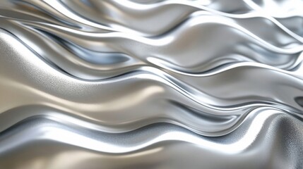 Obraz premium Abstract Silver Waves Fluid Metal Surface Texture