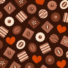 バレンタインのカードやデザインに使えるチョコレートの背景素材。