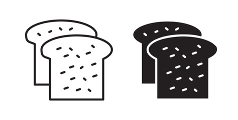 White bread icons in flat and line style set.