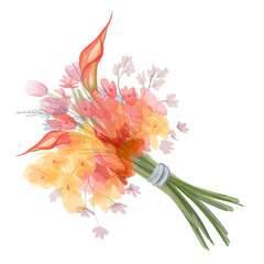 flower watercolour illustration for kids education, decoration, printing, fabric, background