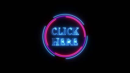 click here word in technology background. neon technology circle animation with sold text. click here neon glowing concept
- Powered by Adobe