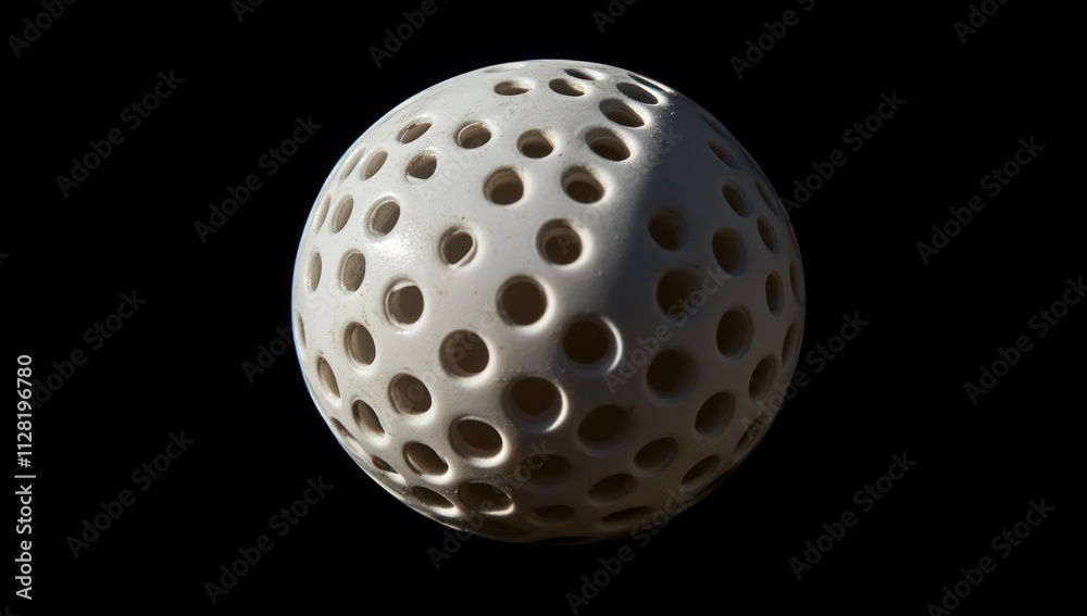 Wall mural A white, perforated ball commonly used in sports like floorball or pickleball.