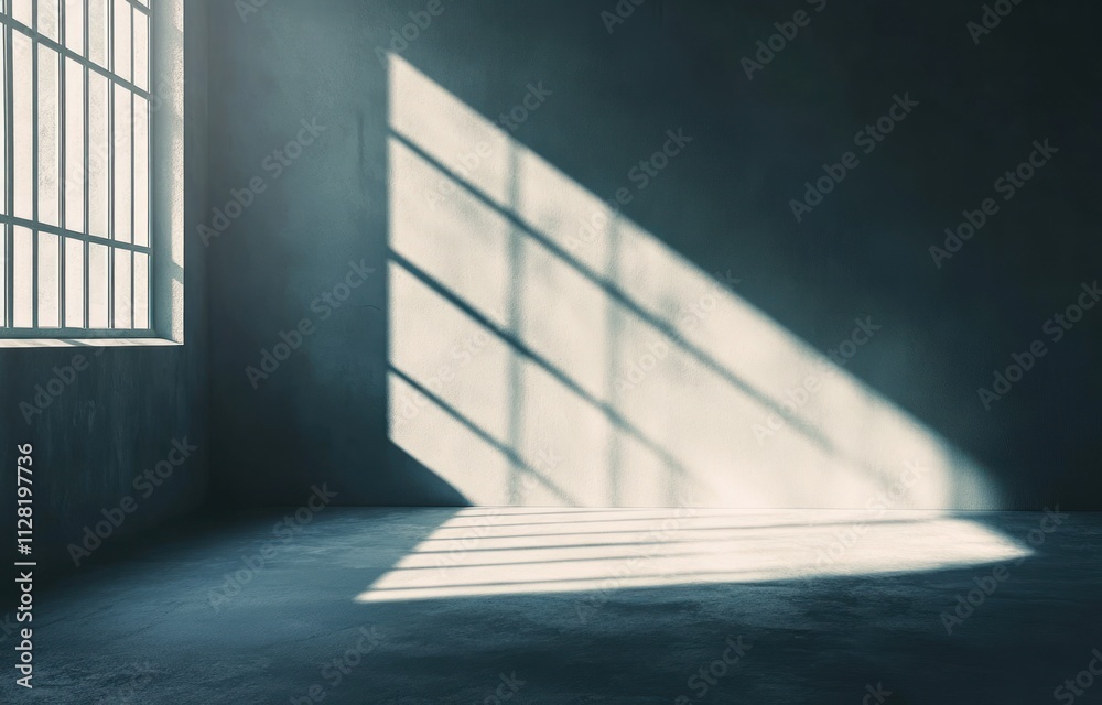 Poster a dimly lit room with shadows cast through barred windows, evoking a sense of confinement.