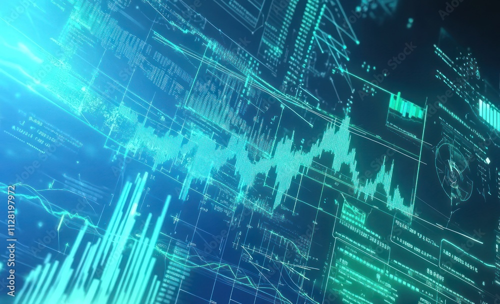 Leinwandbilder Abstract digital data visualization with graphs and statistics.