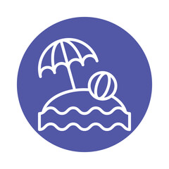 Beach Vector Circle Outline icon. Eps file 10