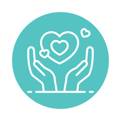 Heart Care Vector Circle Outline icon. Eps file 10
