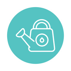 Watering Can  Vector Circle Outline Icon. Eps file 10