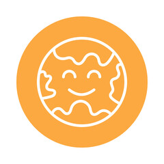 Earth Smile Vector Circle Outline icon. Eps file 10