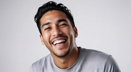 Obraz premium a man in a moment of genuine laughter. Positive emotions, joyful laughter