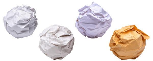 PNG set of crumpled paper balls in white and beige