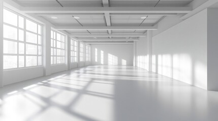 Fototapeta premium Bright Spacious White Room With Large Windows