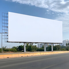 Empty billboard advertising space on busy highway urban setting outdoor scene daytime view marketing opportunities