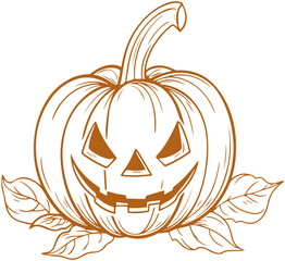 Halloween pumpkins with leaves 