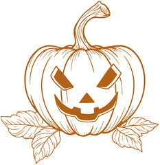 Halloween pumpkins with leaves 