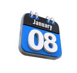 3D Calendar January Date 08