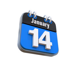 3D Calendar January Date 14