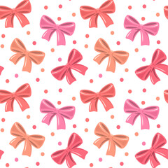 Seamless vector background with colorful tied bows, cute romantic pattern