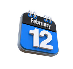 3D Calendar February Date 12