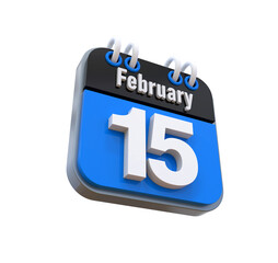 3D Calendar February Date 15