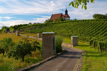 Maria im Weingarten und Weinberge bei Volkach, Unterfanken, Bayern, Deutschland