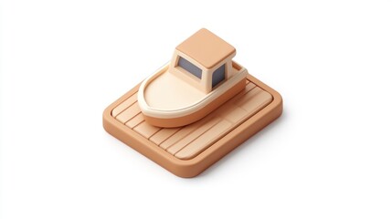 A stylized, minimalist tugboat on a dock.