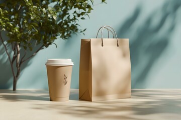 Branding with Shopping Bag and Coffee Cup