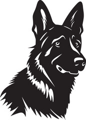German Shepherd Silhouette Vector Illustration White Background