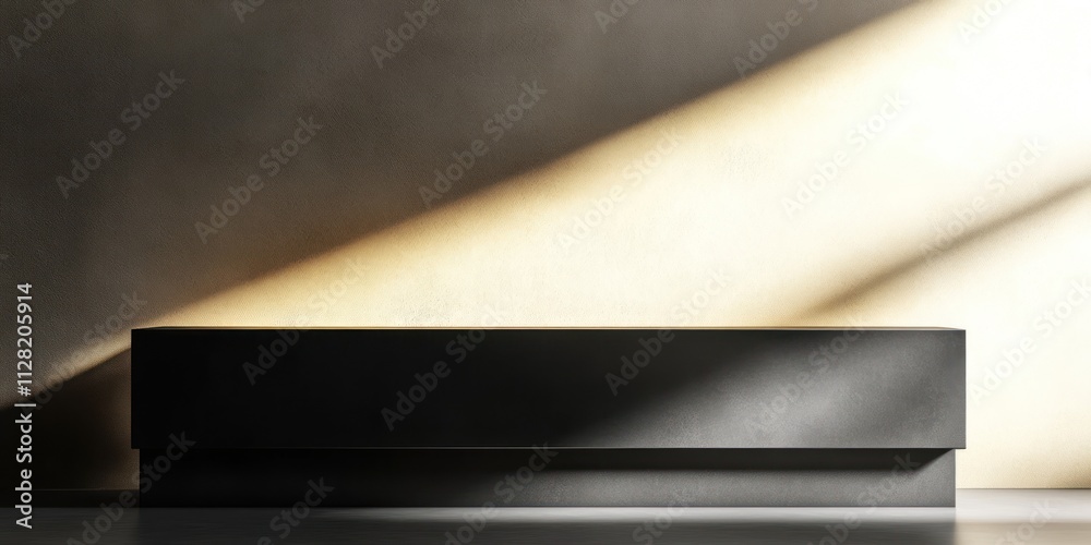 Poster A minimalist display platform with soft lighting and shadows.