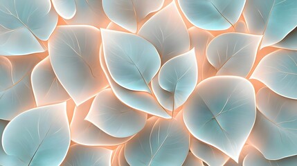 glowing teal leaves abstract background - abstract backgrounds