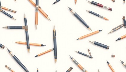pen pattern. set of pens or set of tools for drawing or set of stationery.