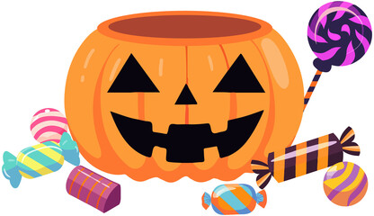 Fototapeta premium Halloween Pumpkin with Candy 