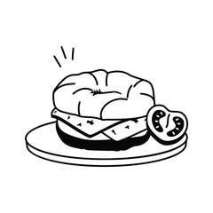 Grab this amazing icon of breakfast sandwich in modern style