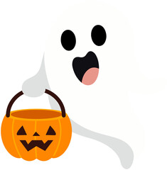 Halloween  Cute Pumpkin and Ghost 
