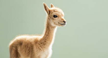 Obraz premium Adorable baby gazelle on minimalist green background for nature themed design