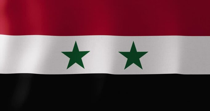 Syrian Arab Republic (1980&ndash;2024) or/and United Arab Republic (1958&ndash;1961) Flag Animation in the Wind