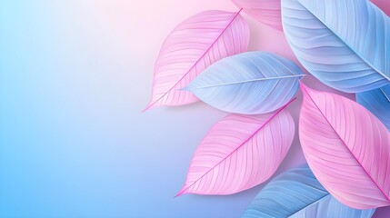 Obraz premium pastel pink & blue leaves background - pastel colors