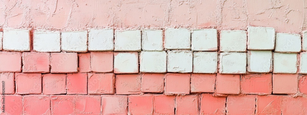 Aufkleber a textured wall featuring alternating pink and white tiles in a grid pattern.