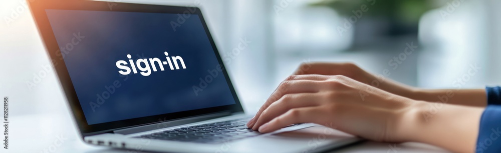Poster a person typing on a laptop displaying a 