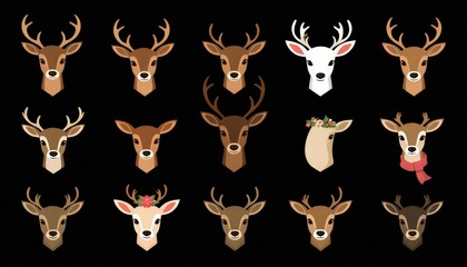 Obraz premium deer silhouette vector illustration or deer silhouette with a background black. deer icon set. 