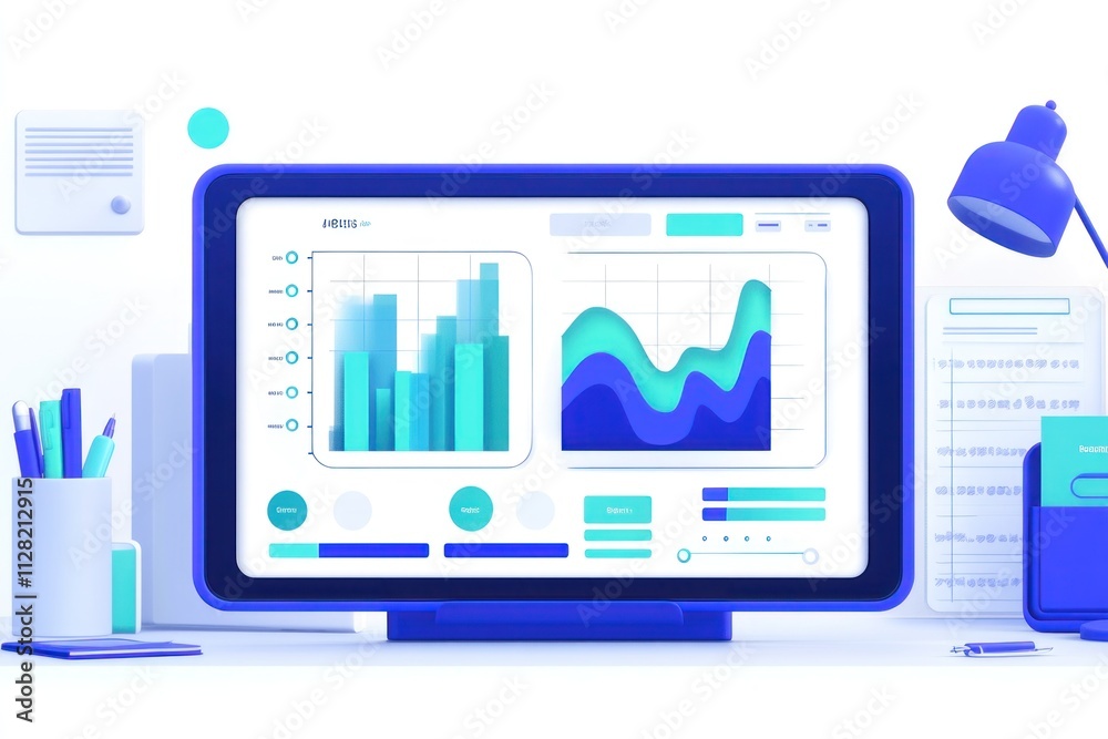 Aufkleber A digital dashboard displaying data visualizations and analytics.