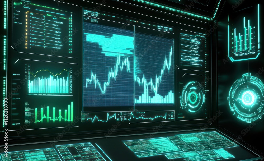 Aufkleber Visualization of financial data with graphs and analytics on a digital interface.