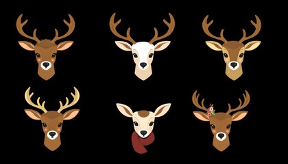 deer silhouette vector illustration or deer silhouette with a background black. deer icon set. 