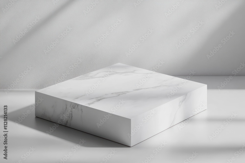 Aufkleber A minimalist white marble display platform with soft shadows.